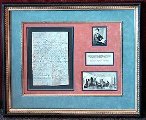 Custom matting and framing of historical documents.